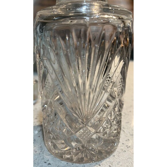 Vintage Decanter Vanity Bottle Pressed Glass Faceted Stopper 7.5" Tall Unmarked - Picture 4 of 8